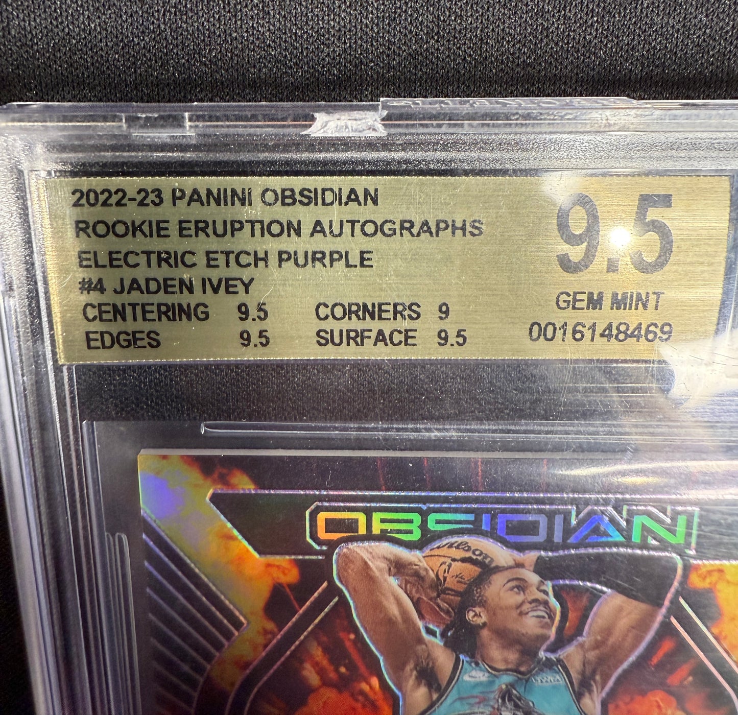 2022-23 Panini Obsidian Jaden Ivey Rookie Auto /75 Electric Etch Purple BGS 9.5