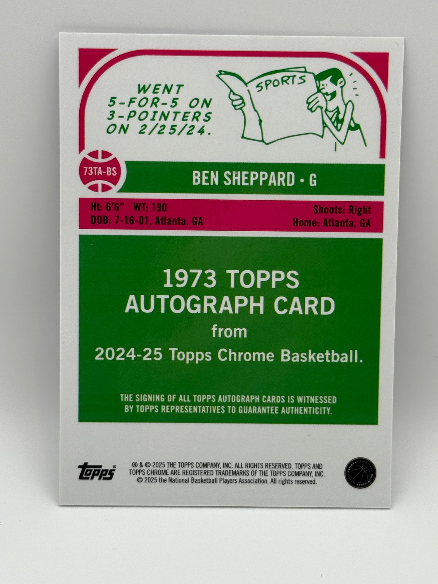 2024-25 Topps Chrome Ben Sheppard Refractor Auto 🔥 Indiana Pacers