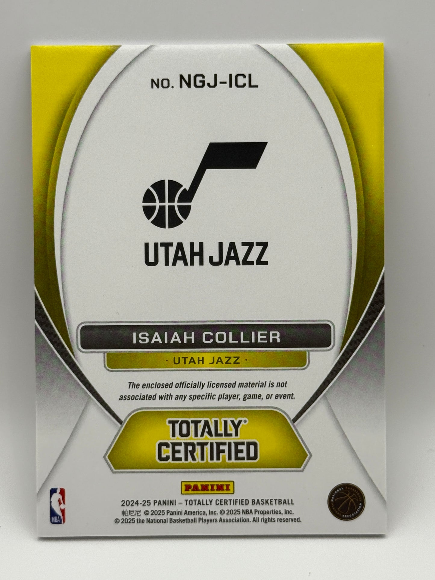 2024-25 Panini Totally Certified - New Generation Jerseys Isaiah Collier Jazz RC