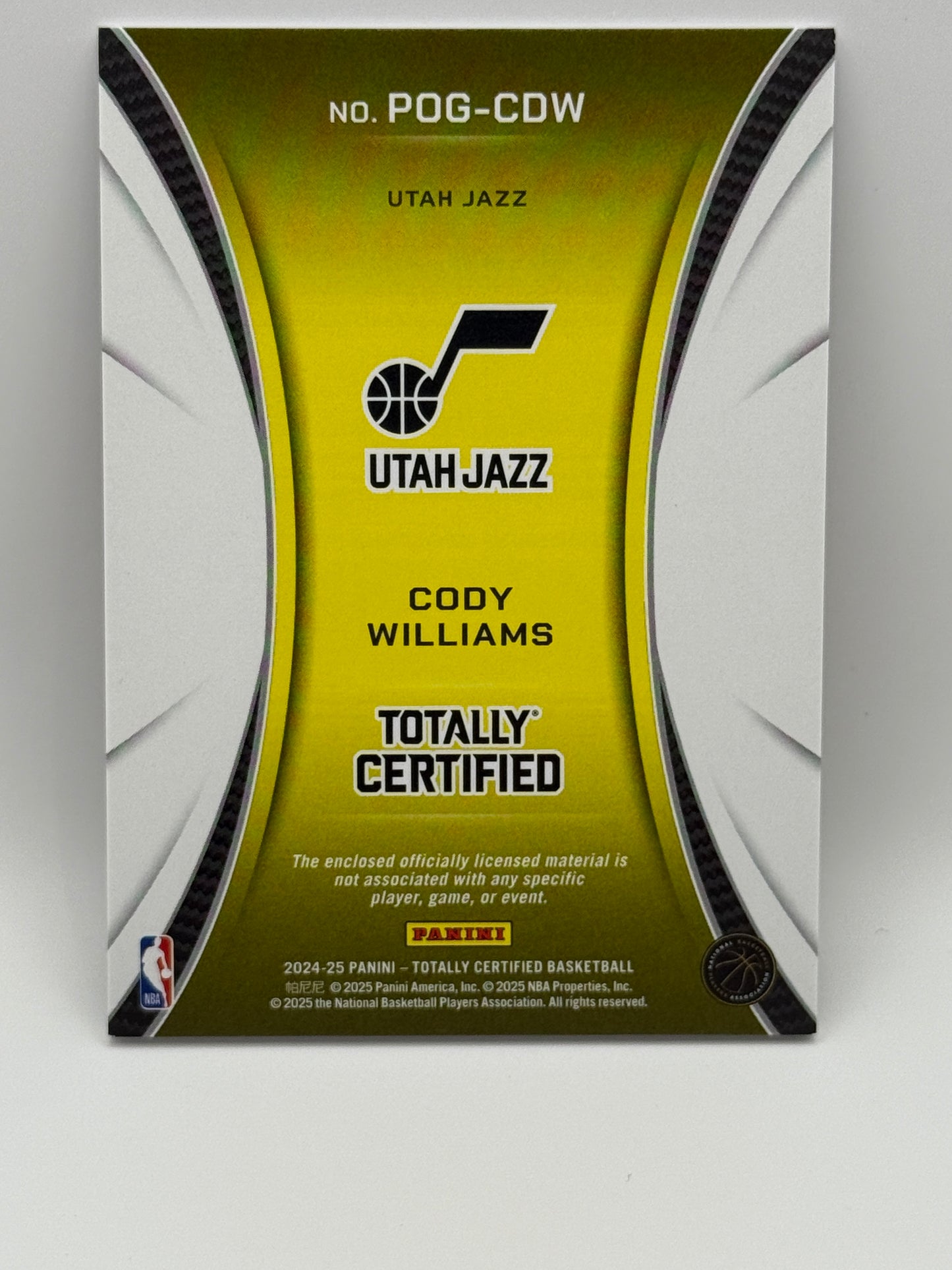 🔥 2024-25 Totally Certified Cody Williams Rookie RC Jersey Patch – Utah Jazz!