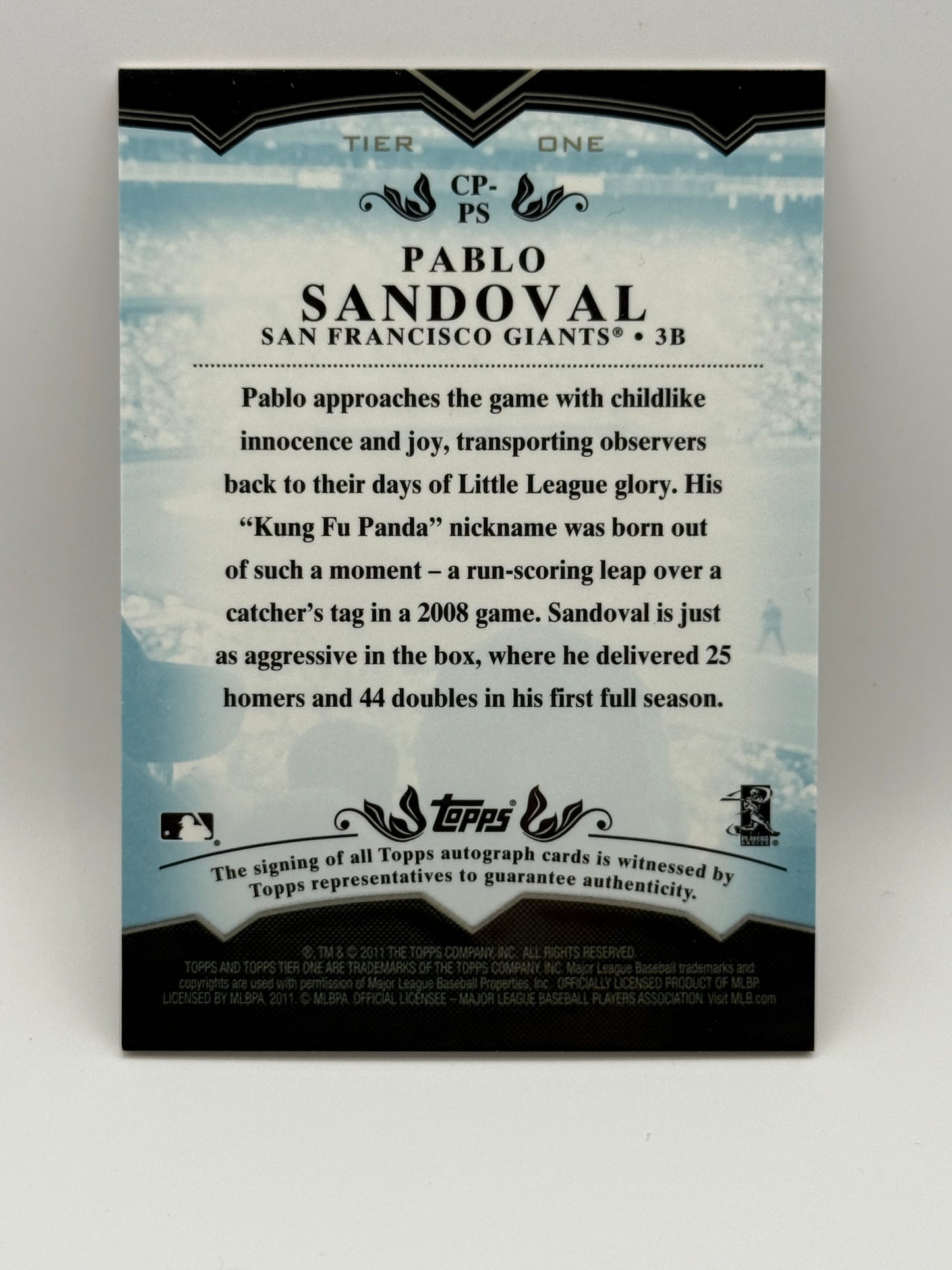 2011 Topps Tier One - Crowd Pleaser Autographs Pablo Sandoval #CP- PS /699 (AU)