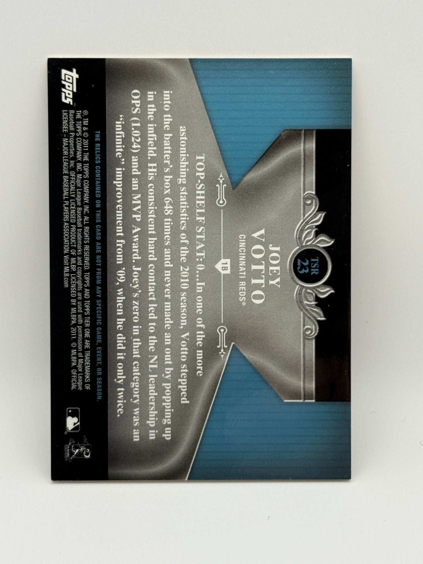 Joey Votto 2011 Topps Tier One Game-Used Jersey Relic /399 Cincinnati Reds #TSR-