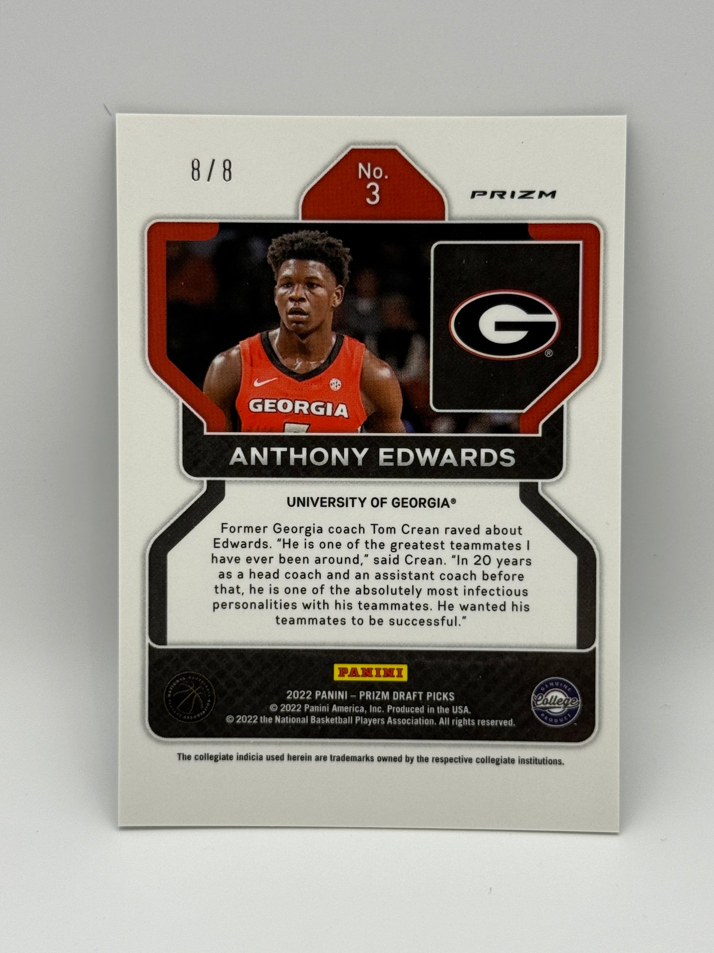 2022 Prizm Draft Picks Anthony Edwards Green Shimmer /8 Georgia Bulldogs SSP #3