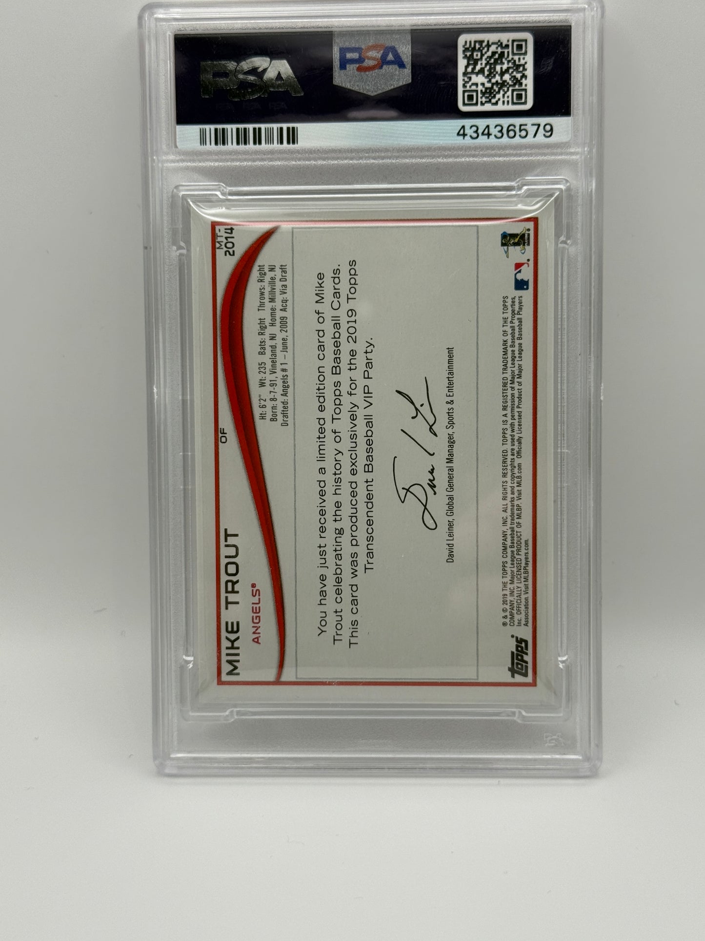 2019 Topps Transcendent Mike Trout VIP Party #2014 /83 PSA 10 GEM MINT — Angels