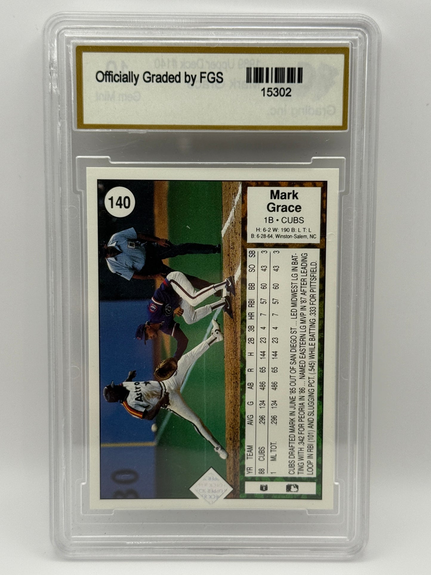1989 Upper Deck #140 Mark Grace – FGS 10 Gem Mint – Chicago Cubs Legend