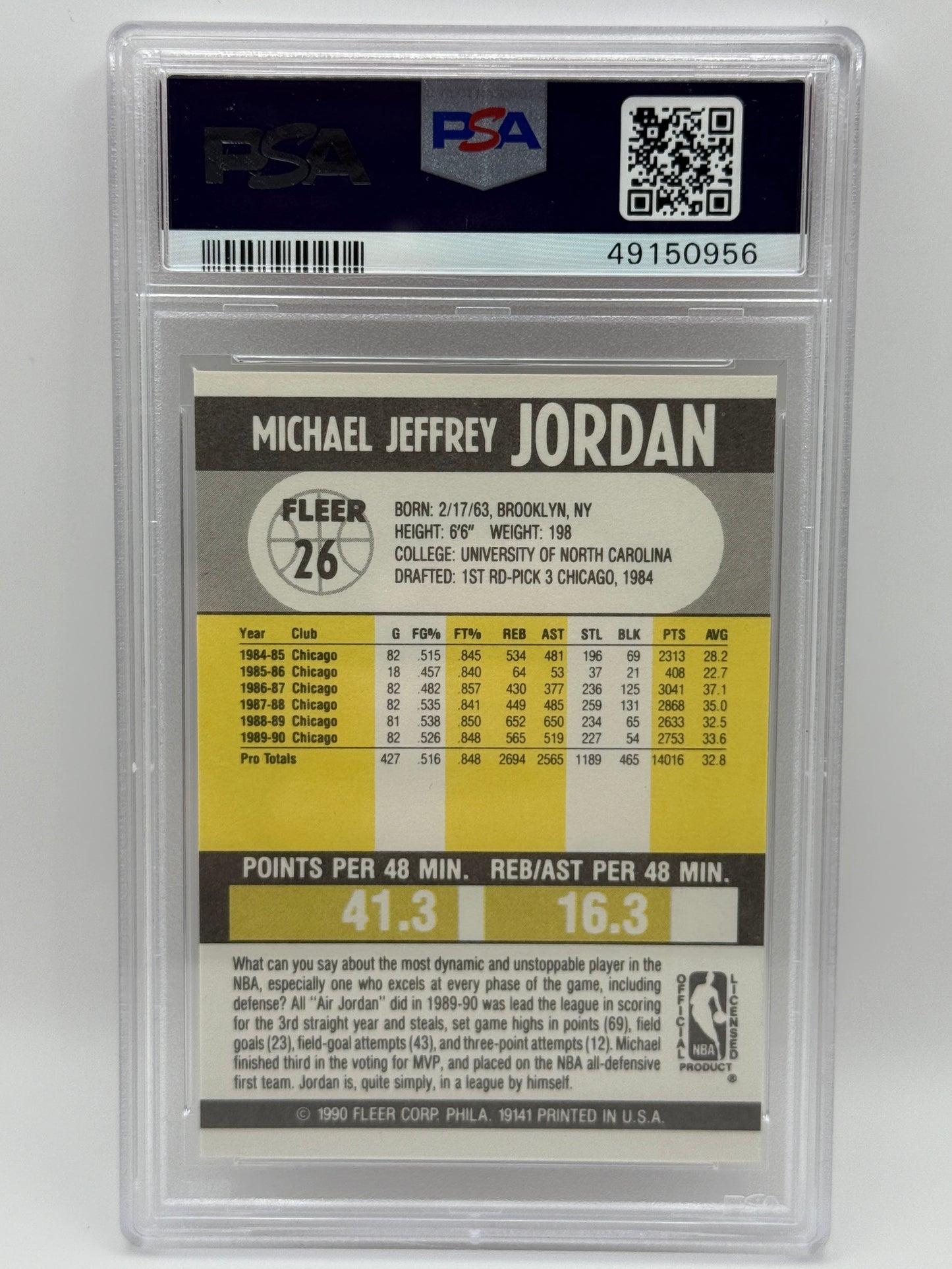 1990 Fleer Michael Jordan #26 Chicago Bulls PSA 8 NM-MT π₯ Iconic Vintage Card