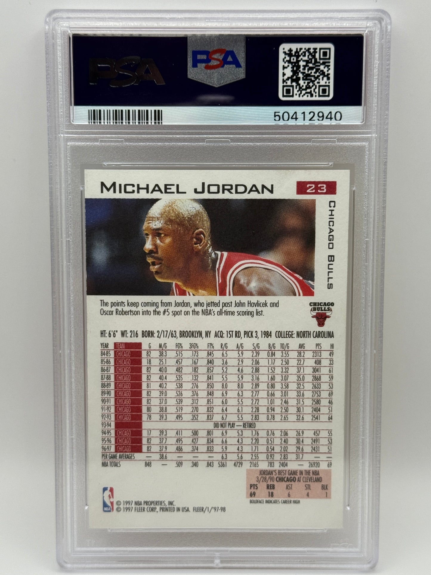1997 Fleer Michael Jordan #23 PSA 8 NM-MT – Hall of Famer – Chicago Bulls Iconic