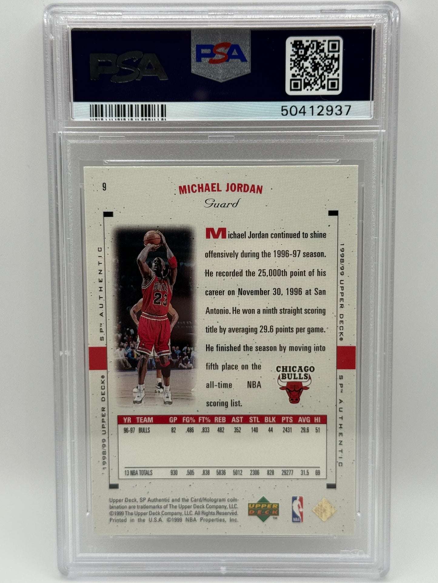 1999 SP Authentic Michael Jordan #M9 PSA 8 NM-MT Chicago Bulls HOF Legend 🔥