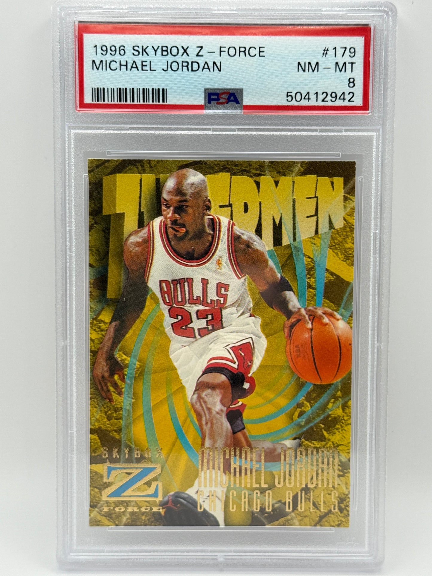 1996 SkyBox Z-Force Michael Jordan #179 PSA 8 NM-MT š„ Chicago Bulls HOF Icon!