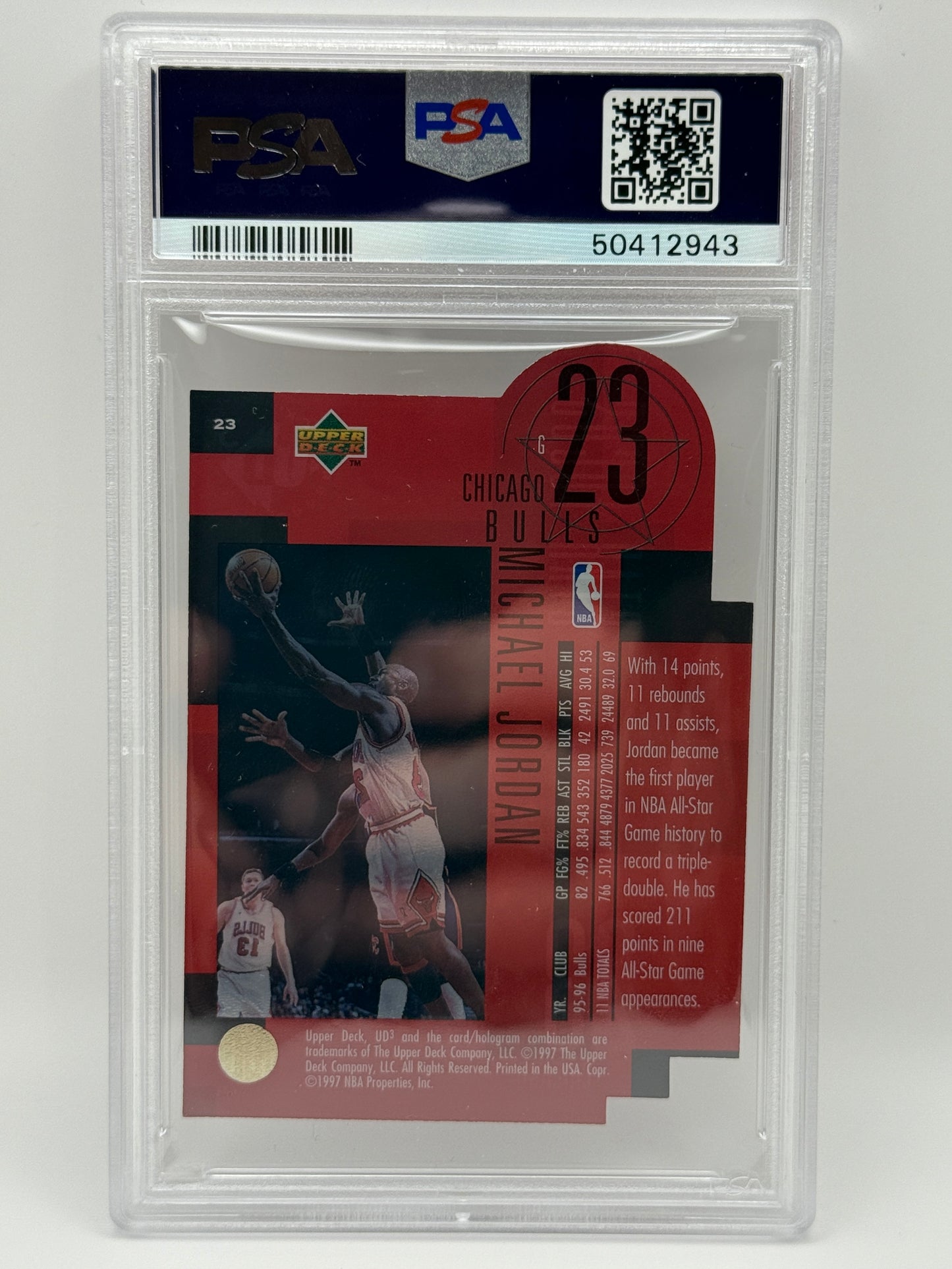 1997 Upper Deck UD3 Michael Jordan #23 PSA 7 NM Chicago Bulls All-Star Focus