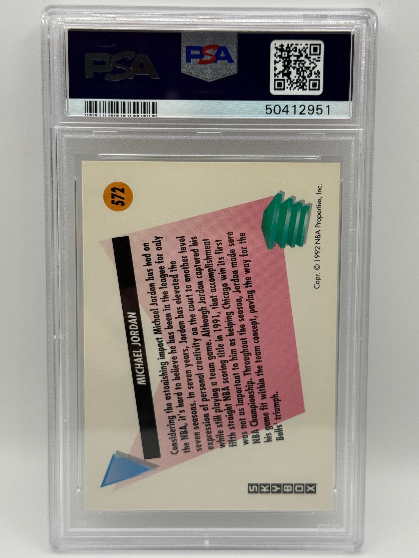 1991 SkyBox Michael Jordan #572 SkyBox Salutes Chicago Bulls PSA 7 NM Rare HOF