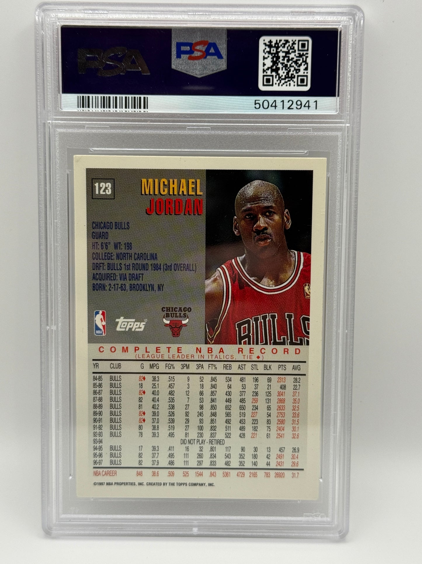 1997 Topps Michael Jordan #123 PSA 7 NM Chicago Bulls HOF GOAT 🔥