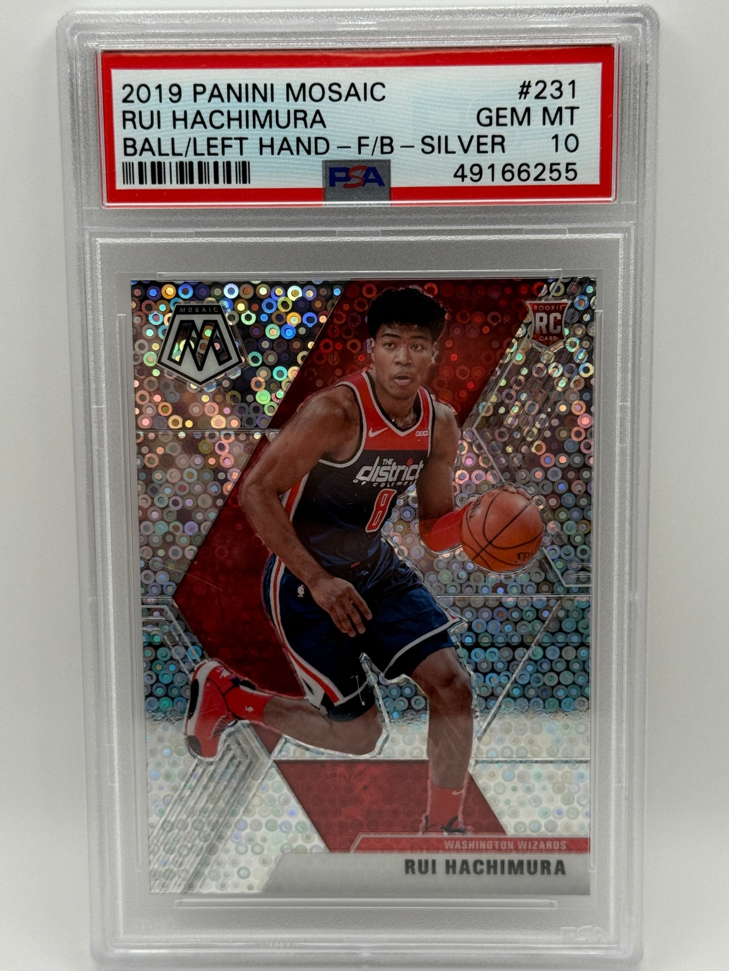 2019 Panini Mosaic Rui Hachimura Silver Prizm RC #231 PSA 10 GEM MINT Rookie Wiz