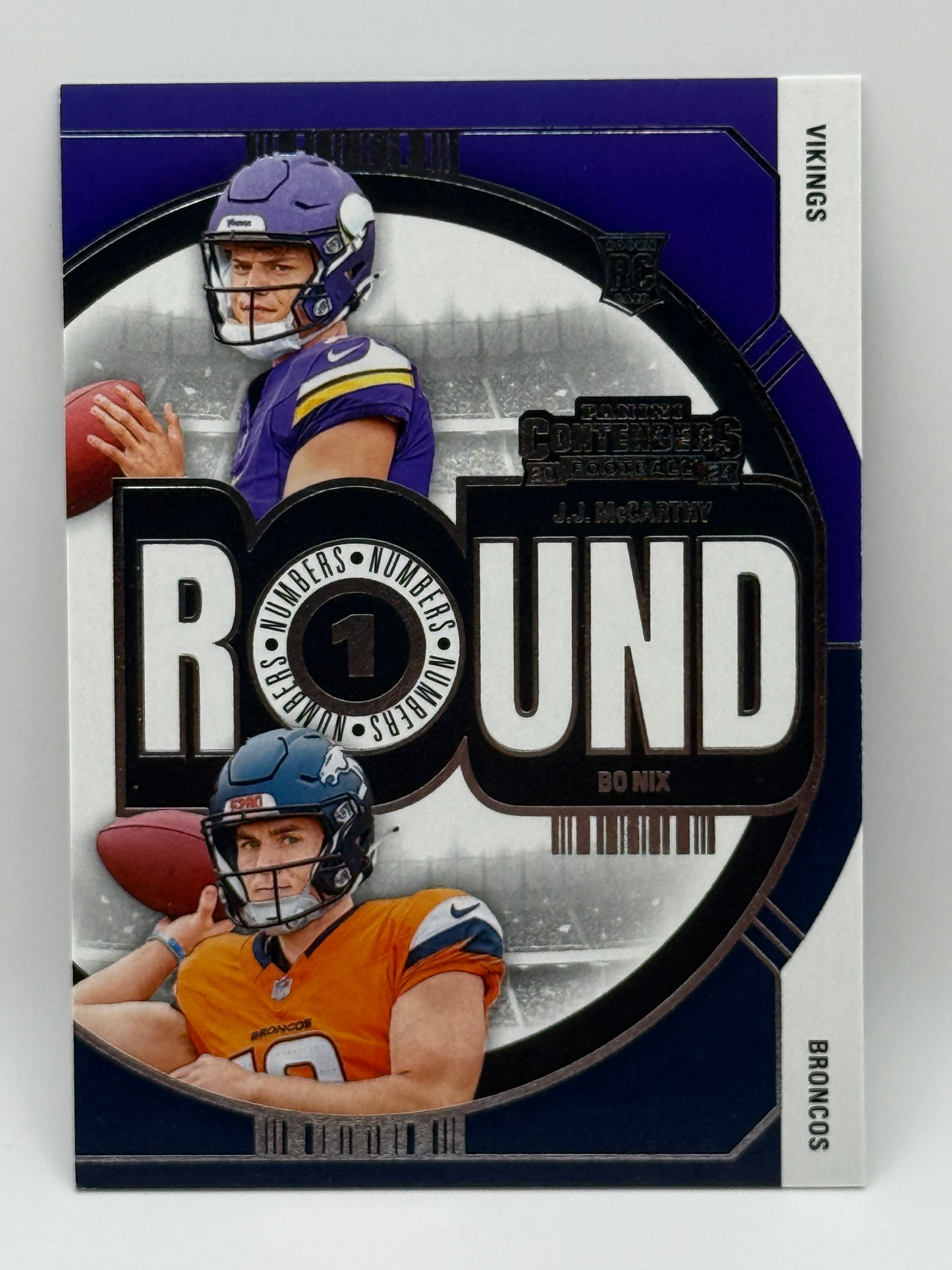 2024 Panini Contenders Round 1 Numbers RC - J.J. McCarthy & Bo Nix Rookie Card #