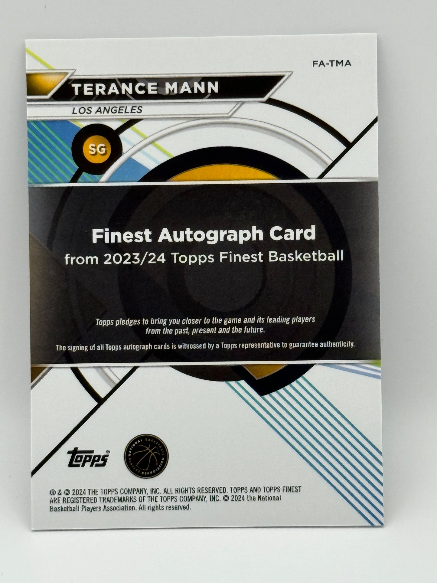 2023-24 Topps Finest Terance Mann Auto Card 🔥 On-Card Autograph LA Clippers SG