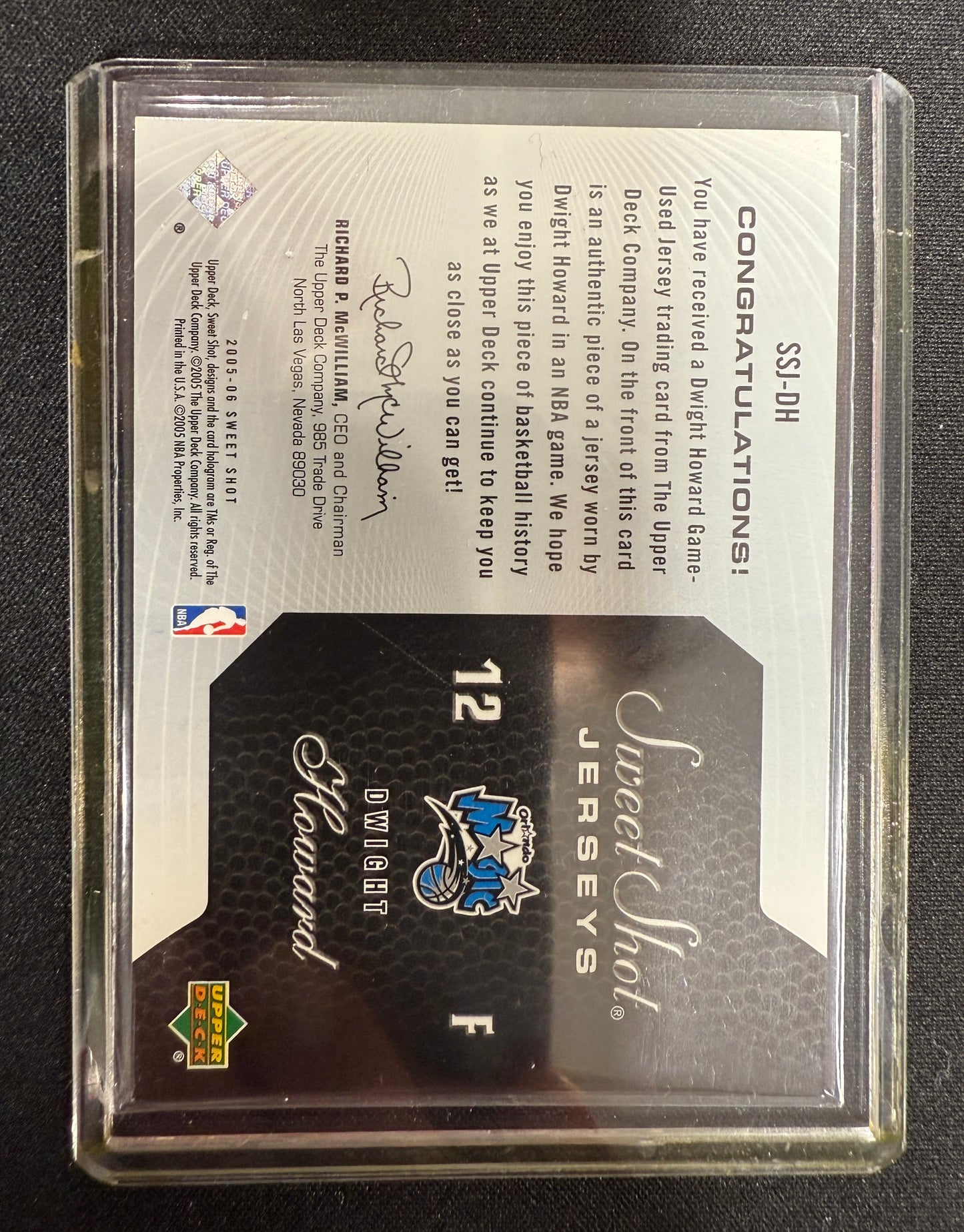 2005–06 Upper Deck Sweet Shot Jerseys – Dwight Howard (SSJ-DH) Serial 99/125