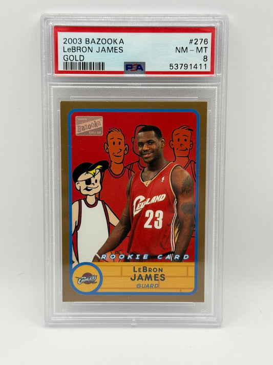 2003 Topps Bazooka LeBron James Rookie Card #276 Gold PSA 8 Bazooka Joe Cavalier