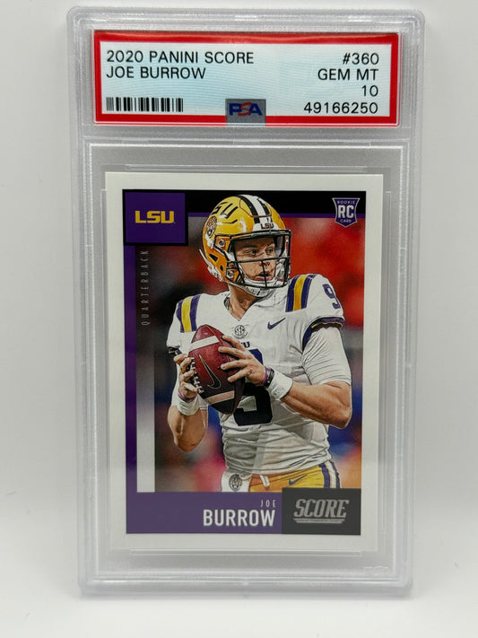 2020 Panini Score Joe Burrow #360 Rookie Card PSA 10 GEM MINT LSU Tigers RC