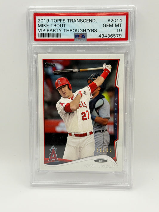 2019 Topps Transcendent Mike Trout VIP Party #2014 /83 PSA 10 GEM MINT — Angels