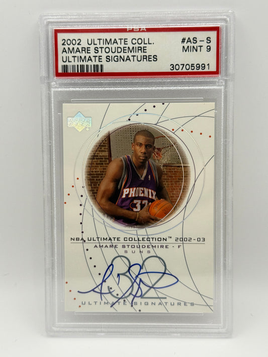 2002 UD Ultimate Collection Amare Stoudemire Rookie Auto PSA 9 MINT – Suns