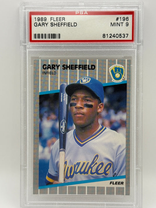 1989 Fleer Gary Sheffield Rookie #196 PSA 9 MINT Milwaukee Brewers RC HOF?