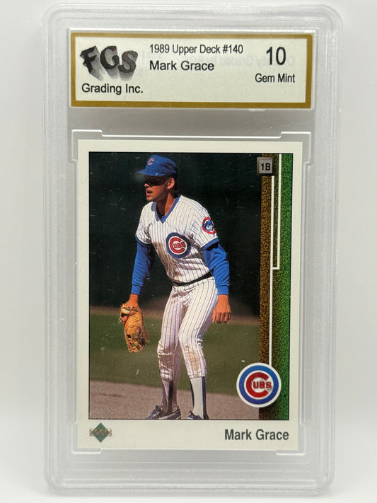 1989 Upper Deck #140 Mark Grace – FGS 10 Gem Mint – Chicago Cubs Legend