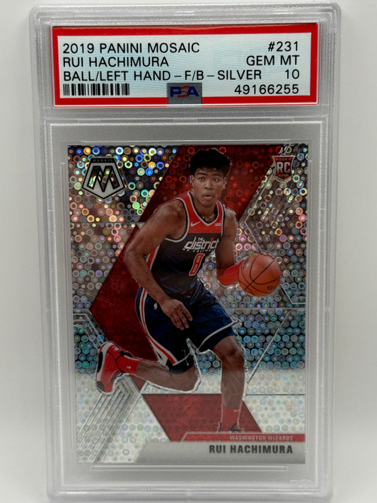 2019 Panini Mosaic Rui Hachimura Silver Prizm RC #231 PSA 10 GEM MINT Rookie Wiz