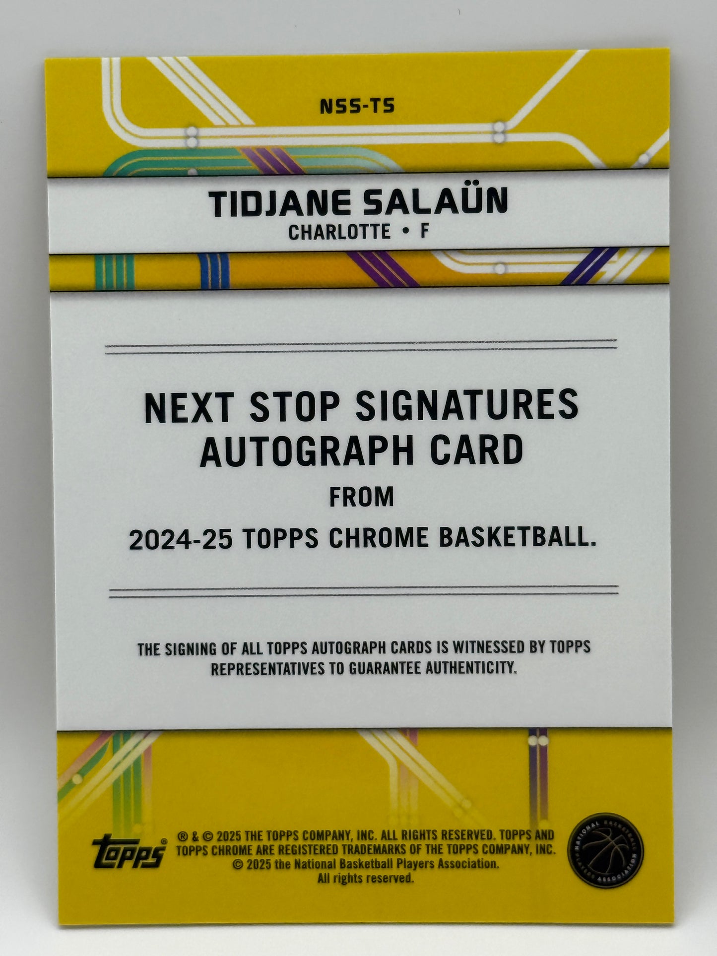 2024-25 Topps Chrome NEXT STOP Tidjane Salaün RC Auto /50 Gold Refractor Hornets