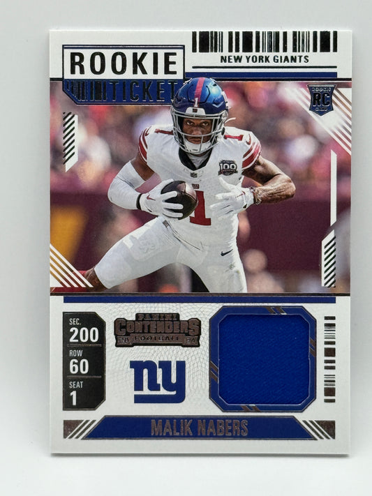 2024 Panini Contenders Malik Nabers Rookie Ticket RC Patch Relic Giants 🔥