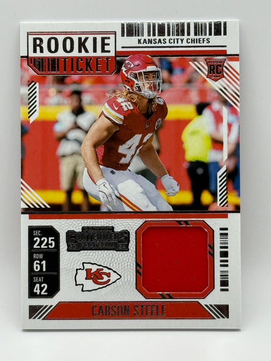 2024 Panini Contenders Carson Steele Rookie Ticket Jersey RC Relic Chiefs 🔥