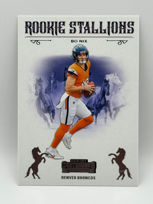 2024 Bo Nix Rookie Stallions 🔥 RC Insert - Denver Broncos - Panini Contenders