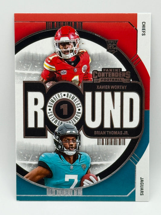 2024 Panini Contenders Round Numbers Xavier Worthy Brian Thomas Jr. RC