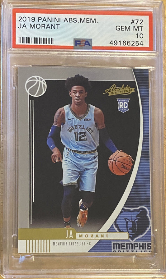 2019 Panini Abs Mem #72 Ja Morant PSA Gem Mt 10 POP 96